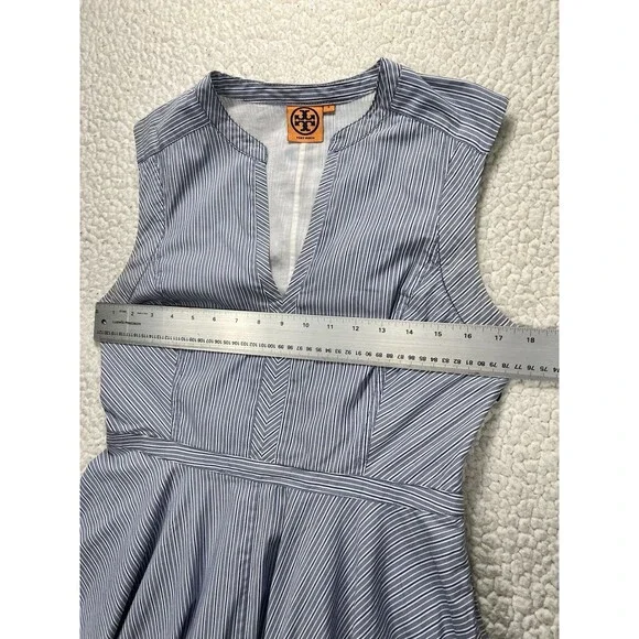 Tory Burch Talley Fit & Flare Dress Women's 8 Blue Stripe Coastal Chic Preppy - Picture 11 of 12